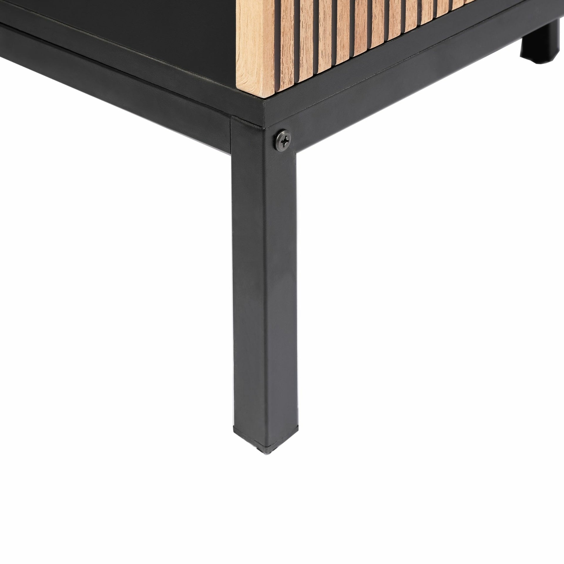 Zenzee Thora tv-meubel met LED-verlichting – 3-deurs in natuur/zwart, 154x39x56 cm