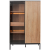 Vitrinekast Zenzee Thora met LED-verlichting – 2-deurs in natuur/zwart, 103x39x166 cm