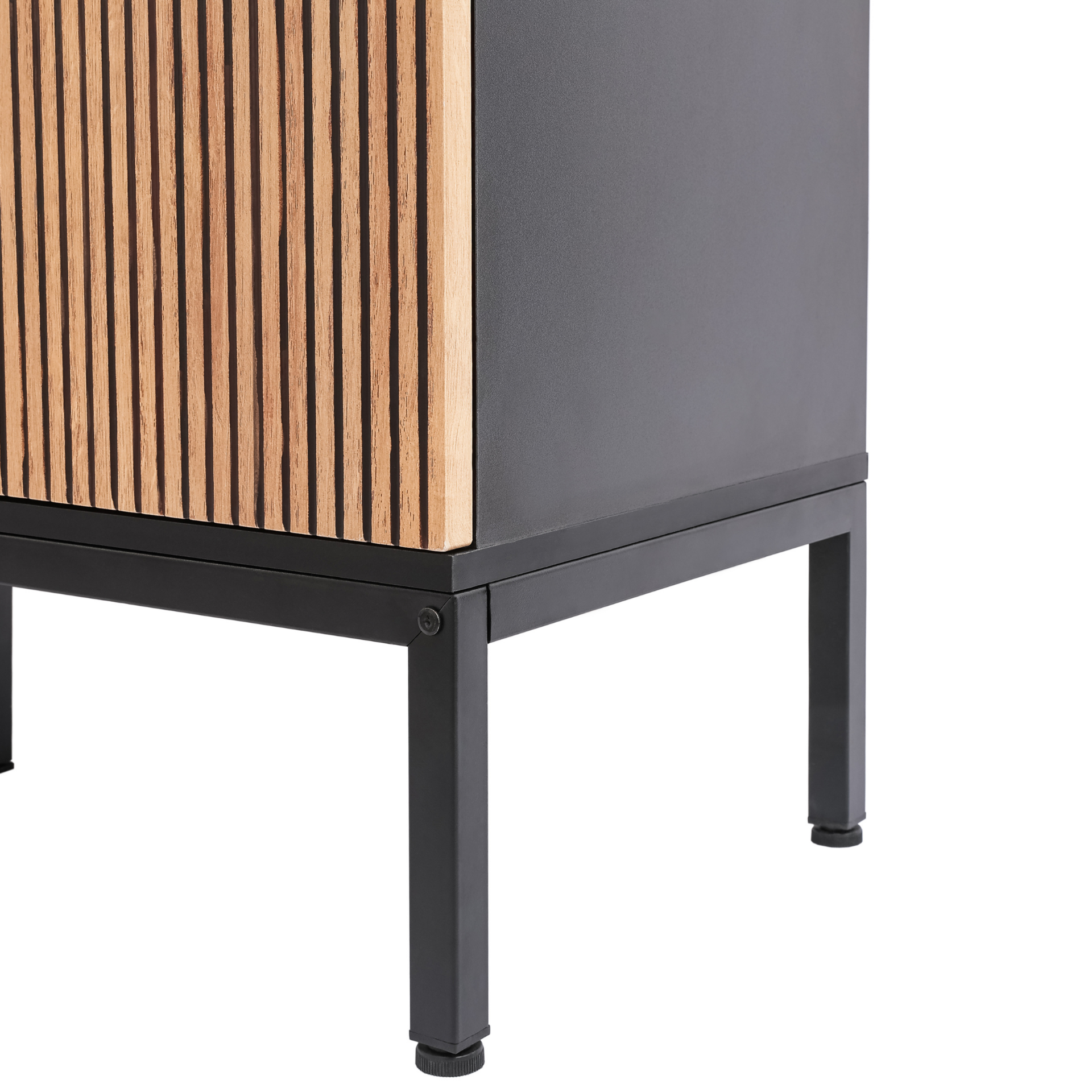 Vitrinekast Zenzee Thora met LED-verlichting – 2-deurs in natuur/zwart, 103x39x166 cm
