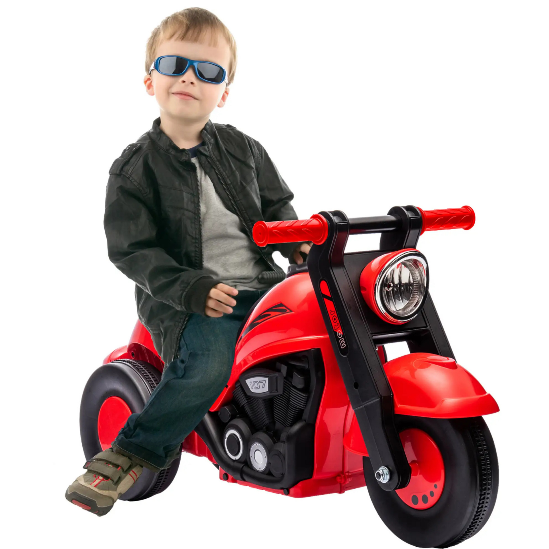 Rode loopauto motor met muziek – 80x35,5x42 cm voor kinderen van 2–5 jaar