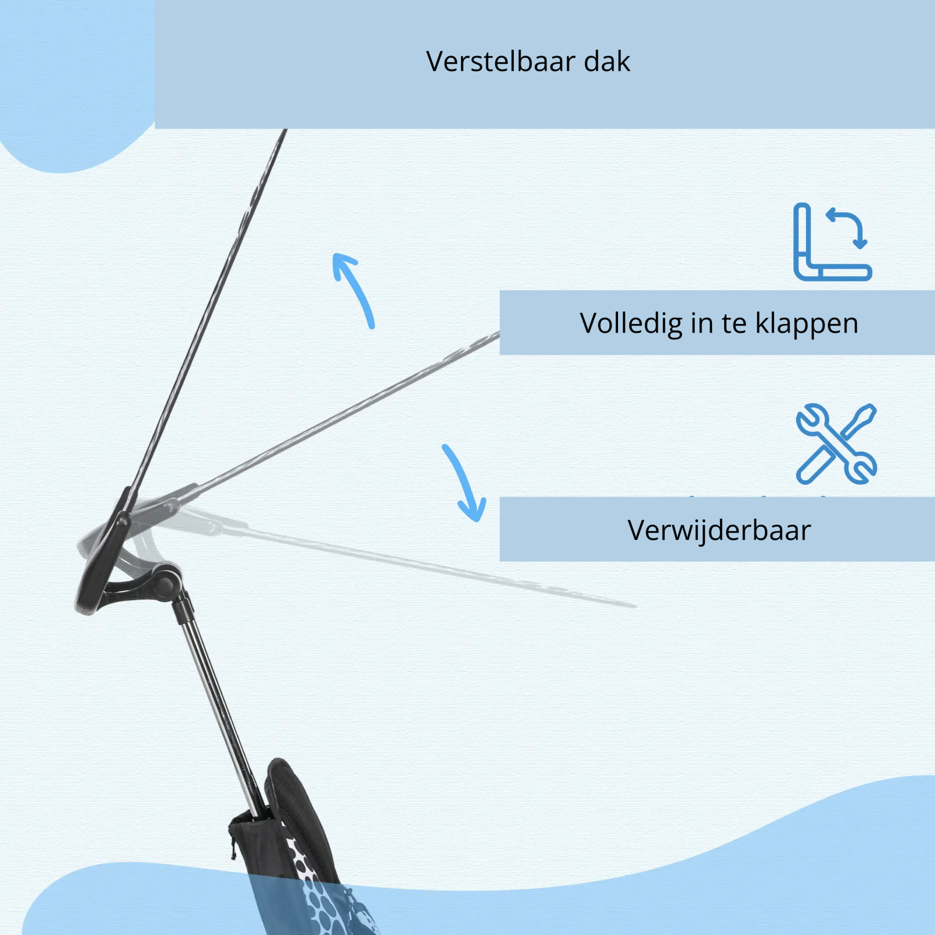 Witte 6-in-1 driewieler met duwstang, zonnedak en opbergmand – 105x47x98 cm