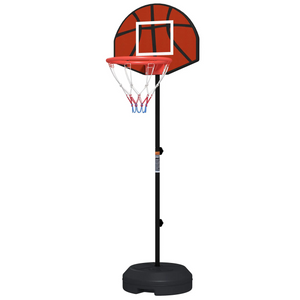 Verstelbare basketbalpaal 98-148 cm met basket en dartbord – zwart, ideaal buitenspeelgoed voor kinderen en volwassenen