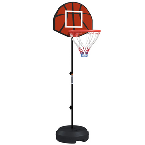 Verstelbare basketbalpaal 98-148 cm met basket en dartbord – zwart, geschikt voor binnen en buiten speelplezier