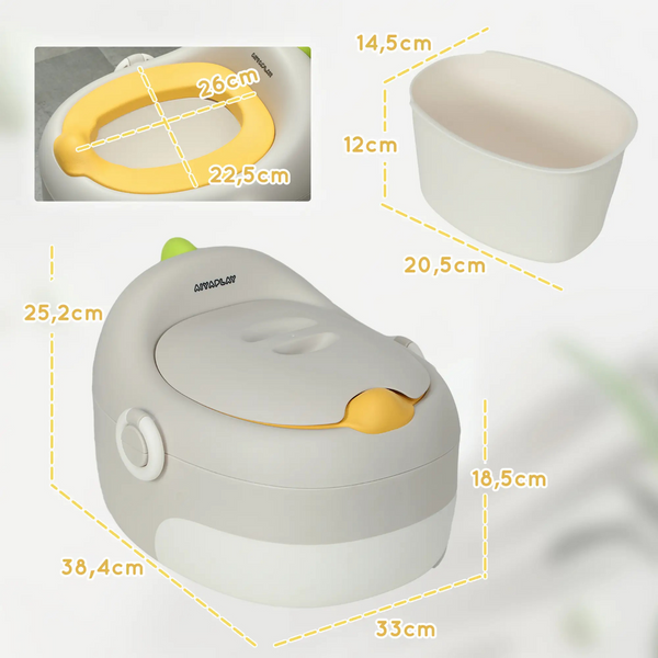 Grijs 3-in-1 kinderpotje met afneembare zitting en kunstlederen kussen – tot 50 kg