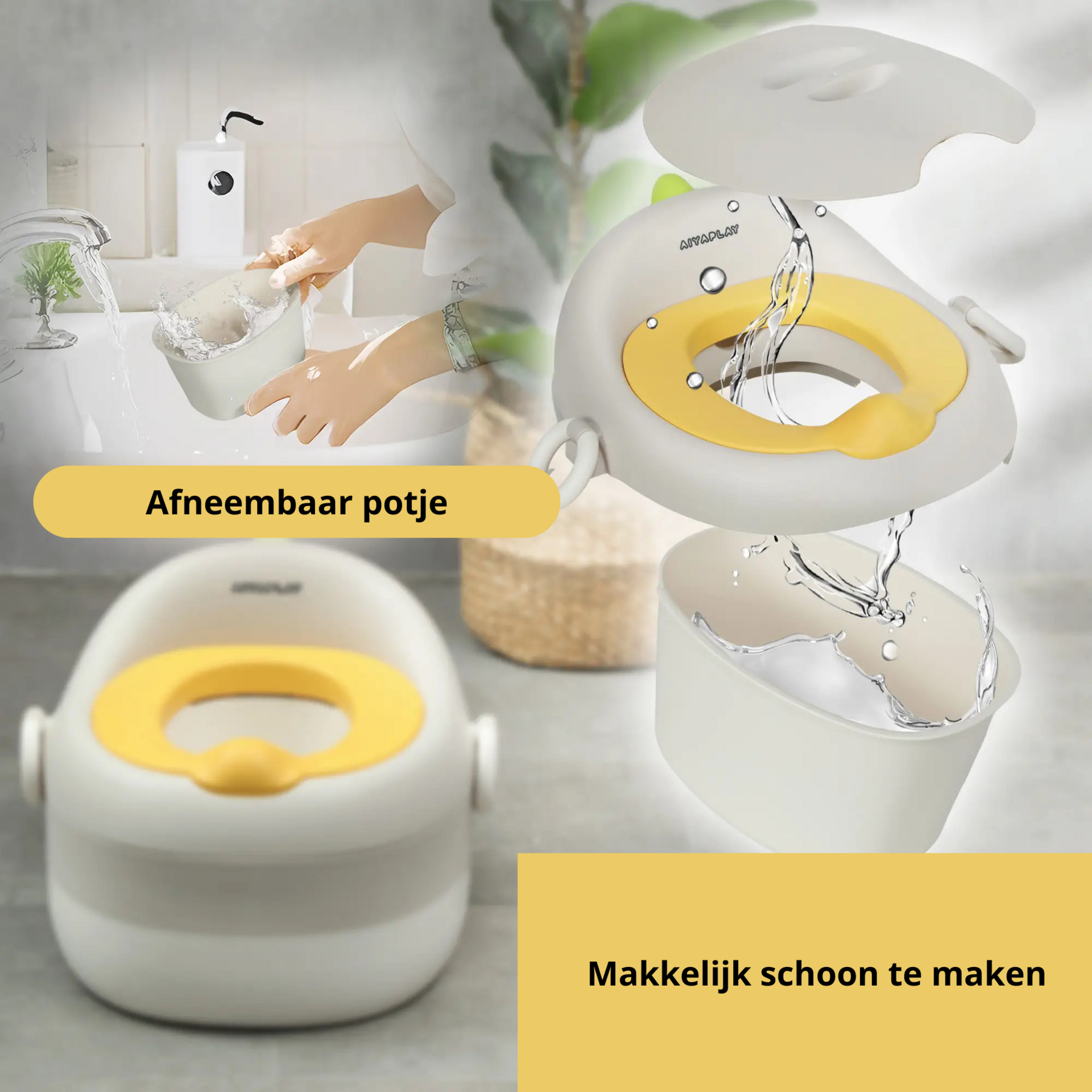 Grijs 3-in-1 kinderpotje met afneembare zitting en kunstlederen kussen – tot 50 kg