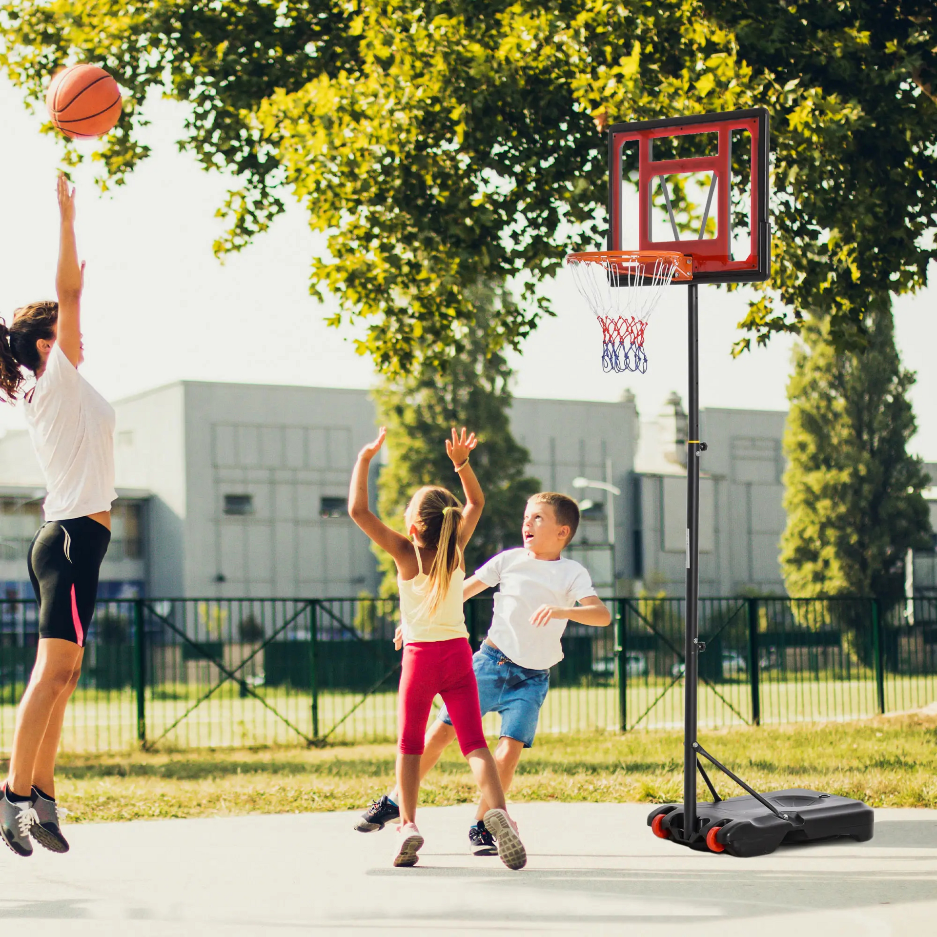 Verrijdbare verstelbare basketbalpaal – 160–210 cm voor buitengebruik