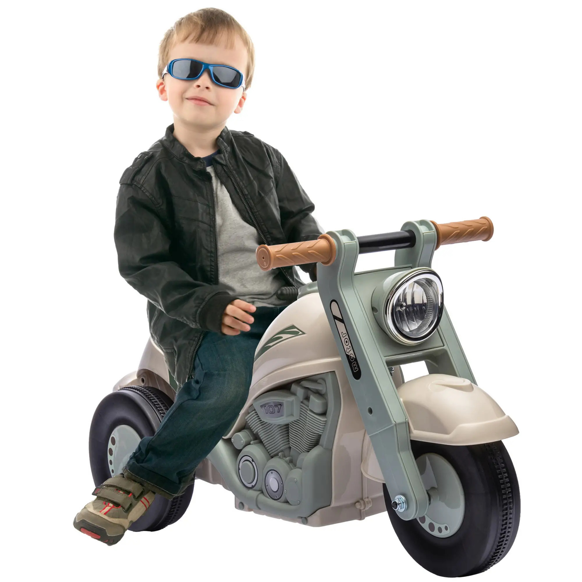 Groene loopauto motor met muziek – 80x35,5x42 cm voor kinderen 2–5 jaar