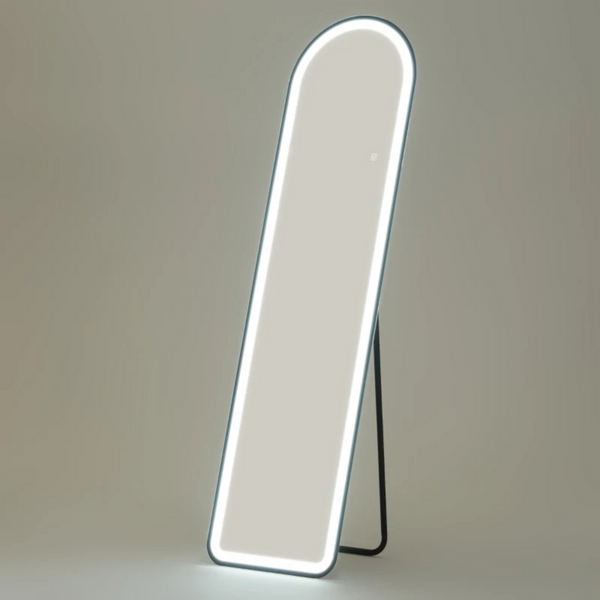 Staande passpiegel met LED-verlichting – 150x40 cm in zwart