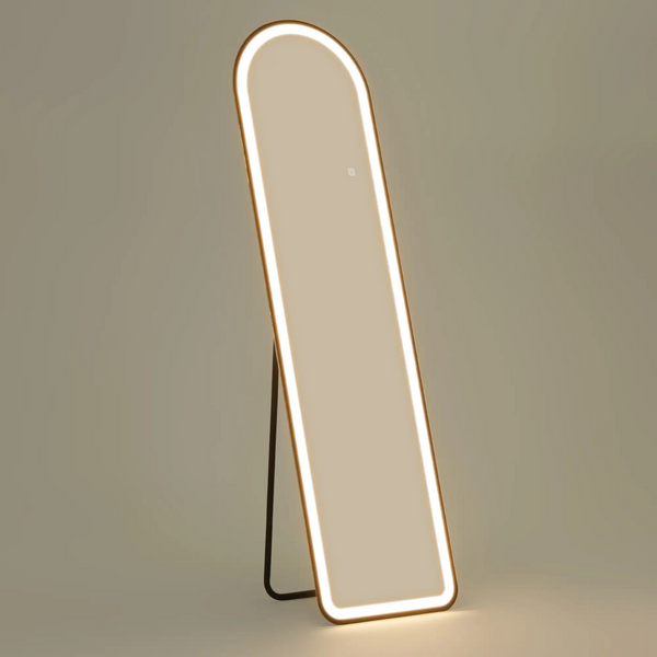 Staande passpiegel met LED-verlichting – 150x40 cm in zwart