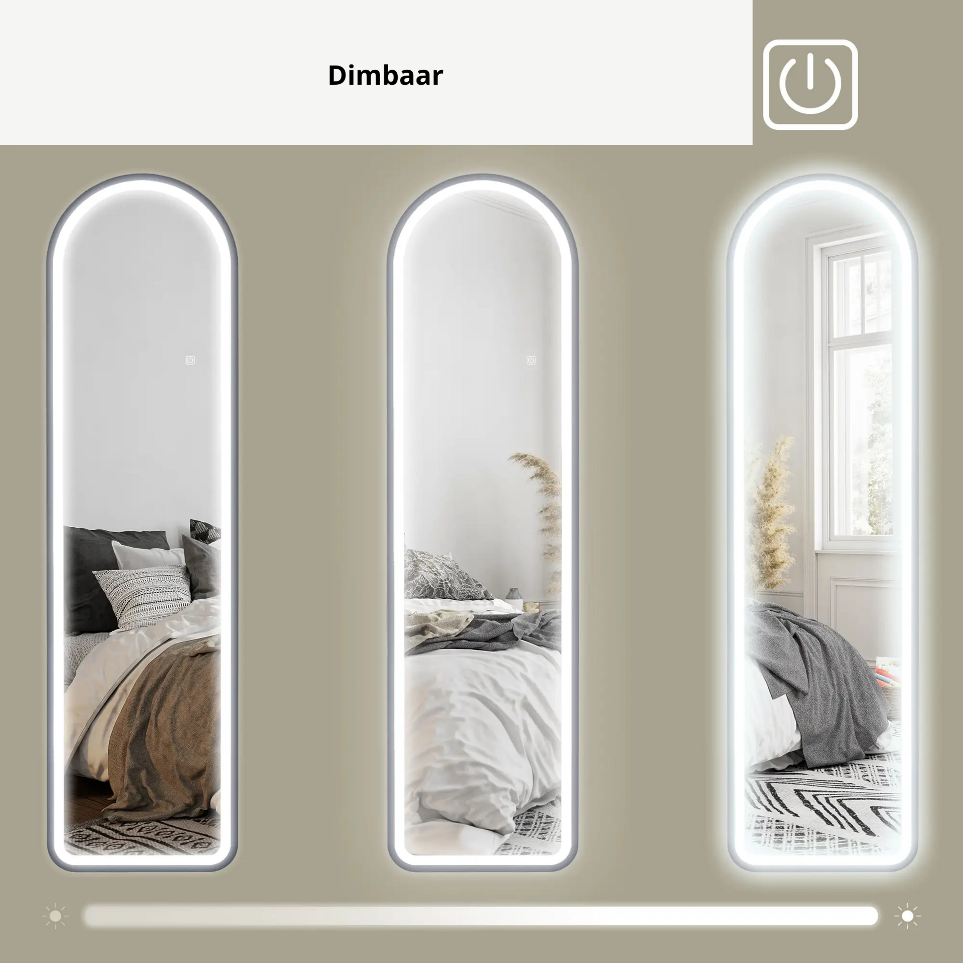 Staande passpiegel met LED-verlichting – 150x40 cm in zwart