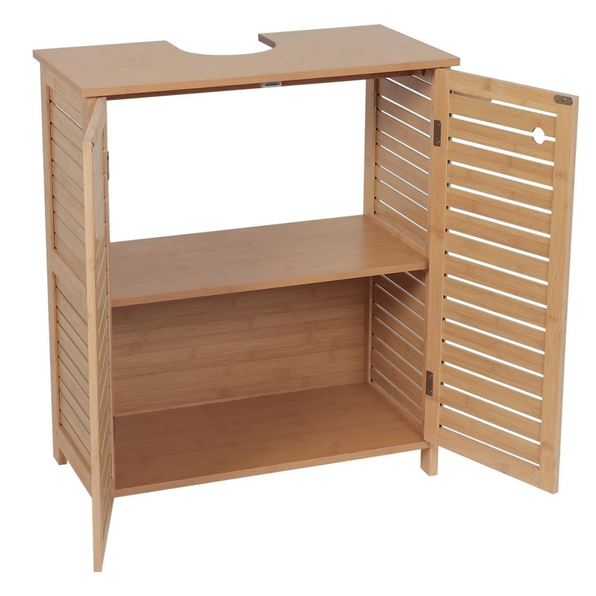 Wastafelonderkast Kiruna bamboe – 70×67×33 cm stijlvol badkamermeubel