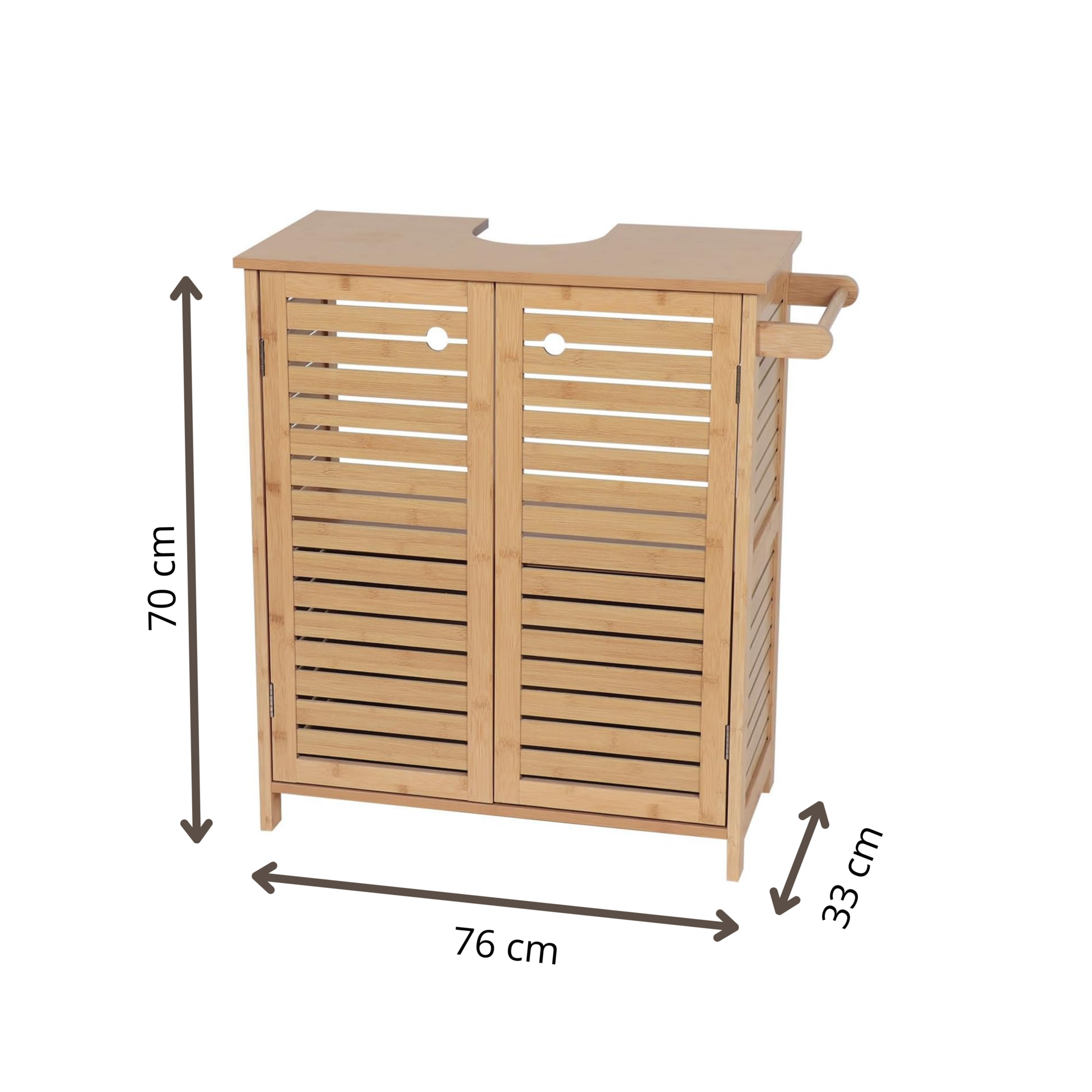 Wastafelonderkast Kiruna bamboe – 70×67×33 cm stijlvol badkamermeubel