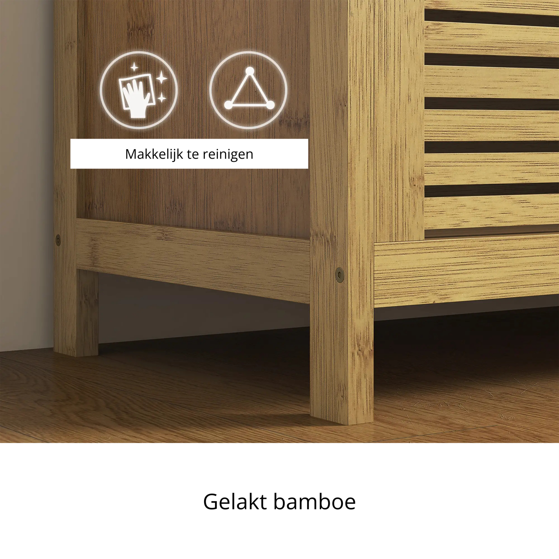 Bamboe schoenenbank met opbergruimte en zitkussen – 100 cm breed
