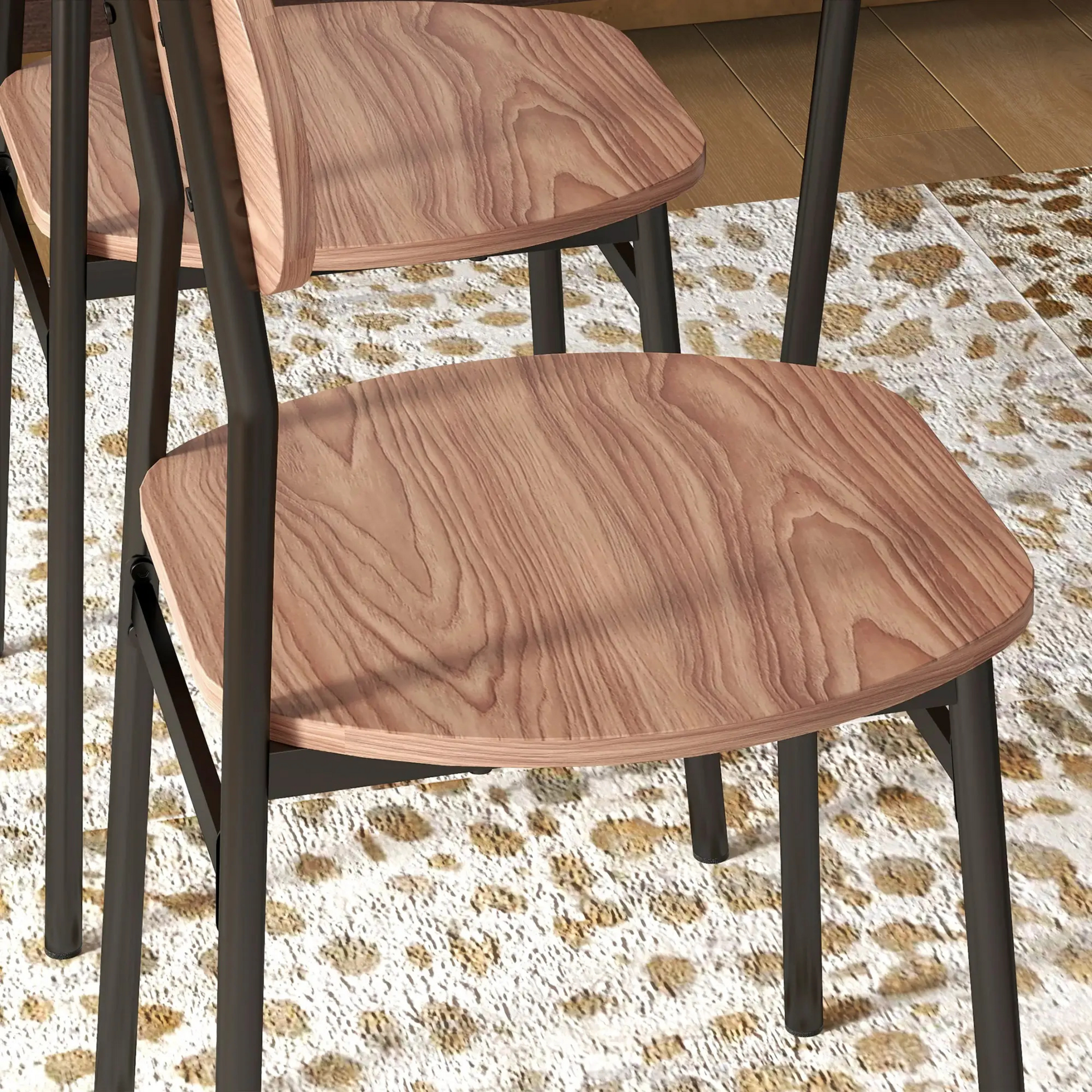 Bruine eetkamerset met tafel en 4 stoelen – 110x70 cm