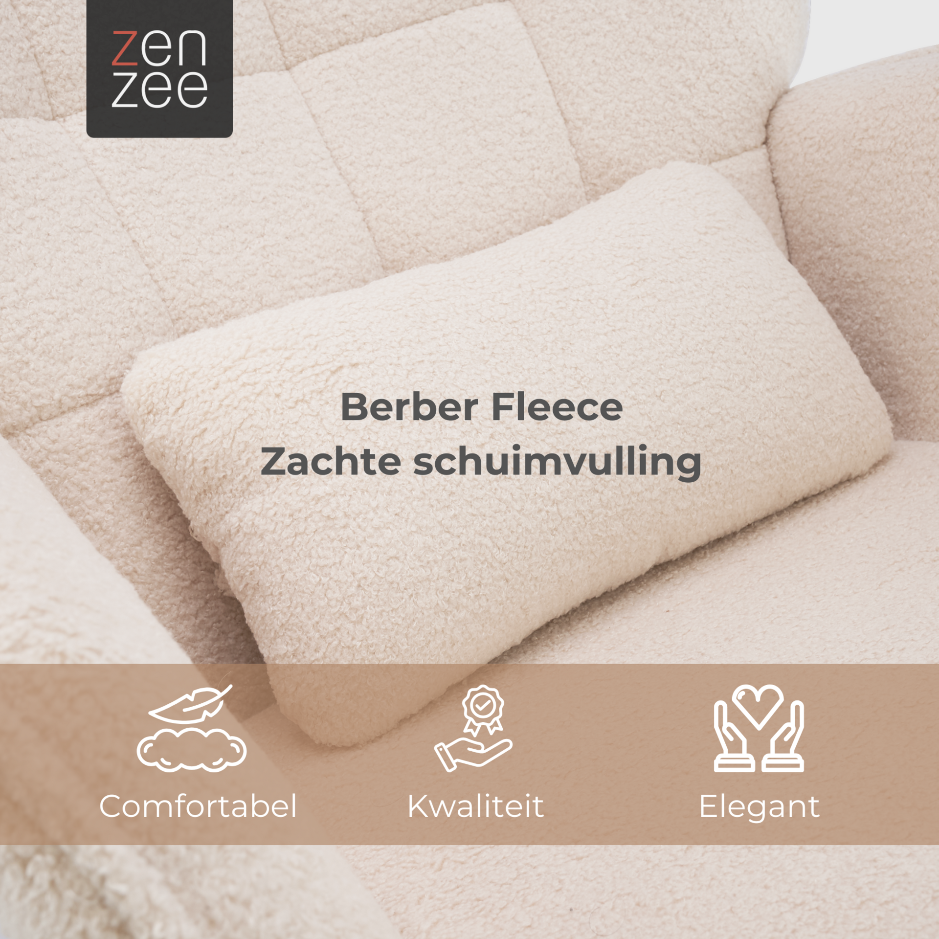 Comfortabele schommelstoel met kussen voor voeding, lezen en ontspannen cremewit | Zenzee