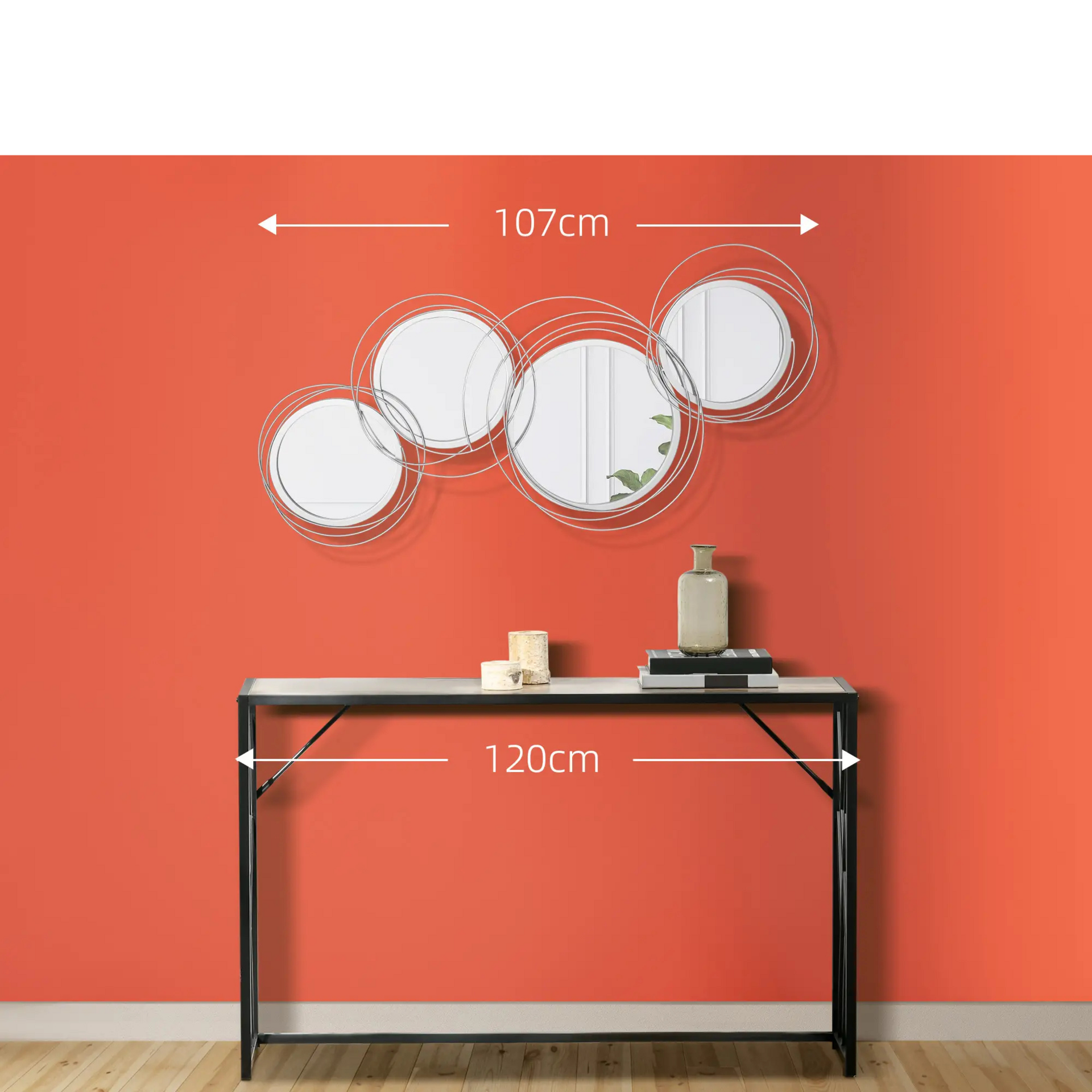 Decoratieve wandspiegel met zilverkleurig metalen frame - 107×56 cm