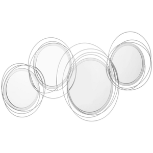 Decoratieve wandspiegel met zilverkleurig metalen frame - 107×56 cm, moderne ronde uitstraling voor stijlvolle muurdecoratie