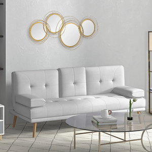Decoratieve wandspiegel met goudkleurig metalen frame – 107x56 cm als stijlvolle ronde eyecatcher voor modern interieur