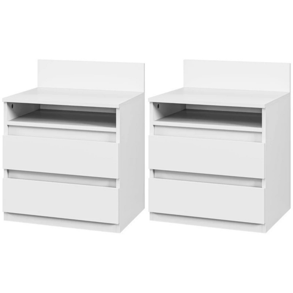 Moderne set witte nachtkastjes met lades – 2 stuks 40x35x50 cm