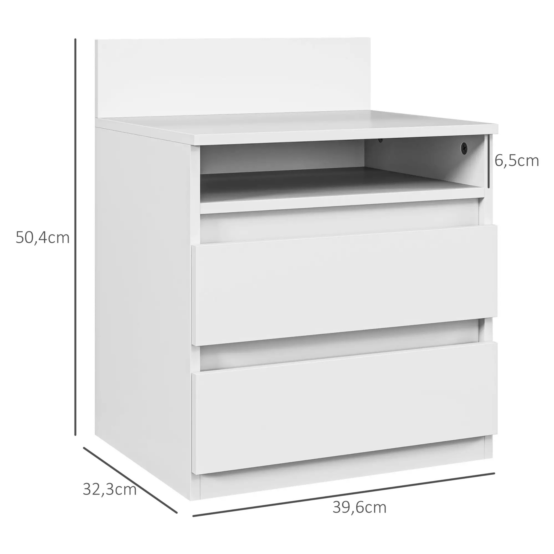 Moderne set witte nachtkastjes met lades – 2 stuks 40x35x50 cm