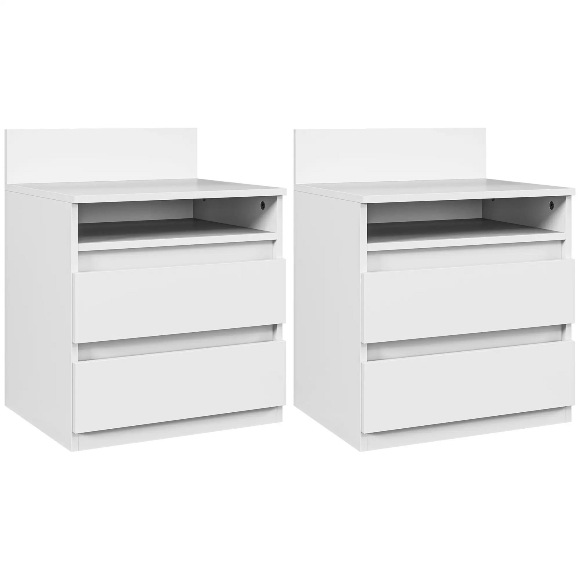 Moderne set witte nachtkastjes met lades – 2 stuks 40x35x50 cm