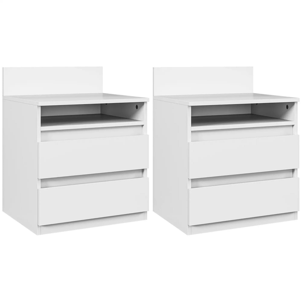 Moderne set witte nachtkastjes met lades – 2 stuks 40x35x50 cm