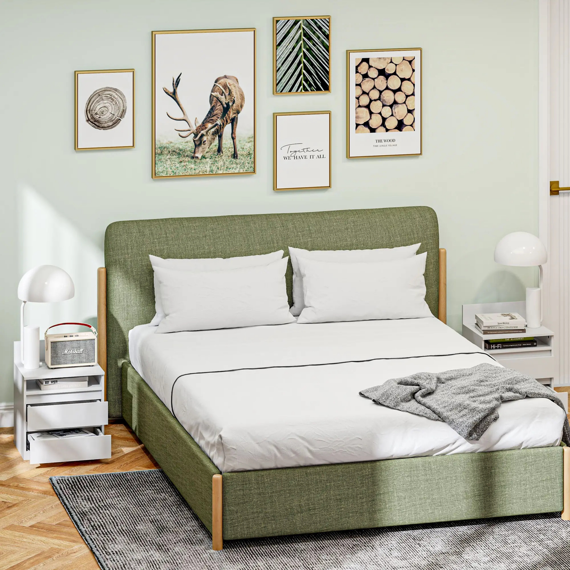 Moderne set witte nachtkastjes met lades – 2 stuks 40x35x50 cm