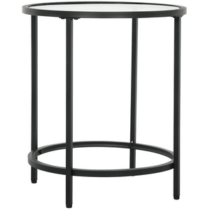Ronde salontafel met glazen blad en zwart metalen frame – Ø48 cm, modern en strak design voor in de woonkamer