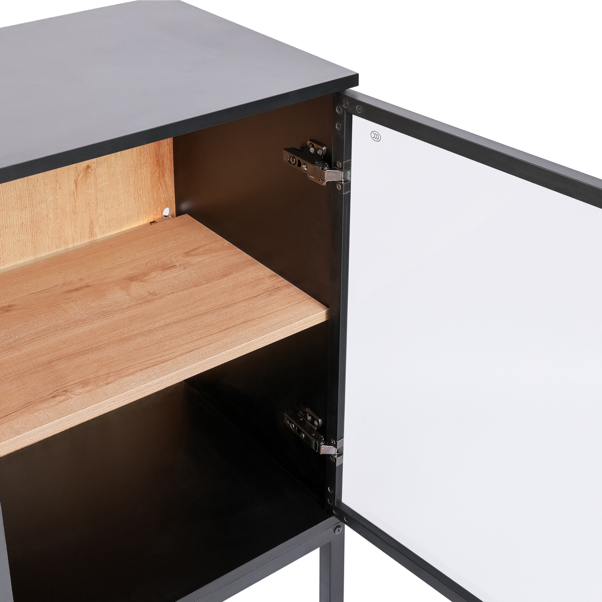 Zenzee Thora dressoir met LED-verlichting – 2 deuren en 3 lades in natuur zwart