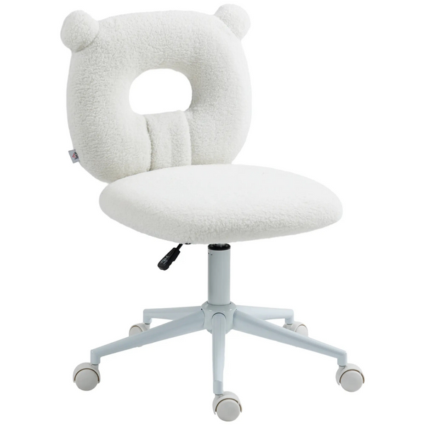 Bureaustoel wit teddystof 50x56x90 cm verstelbaar - Lekker zacht