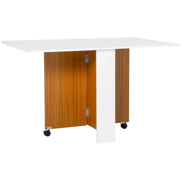 Opvouwbare eetkamertafel teak wit – klapbaar en verrijdbaar voor flexibel gebruik