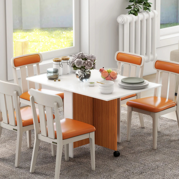 Opvouwbare eetkamertafel teak wit – klapbaar en verrijdbaar voor flexibel gebruik