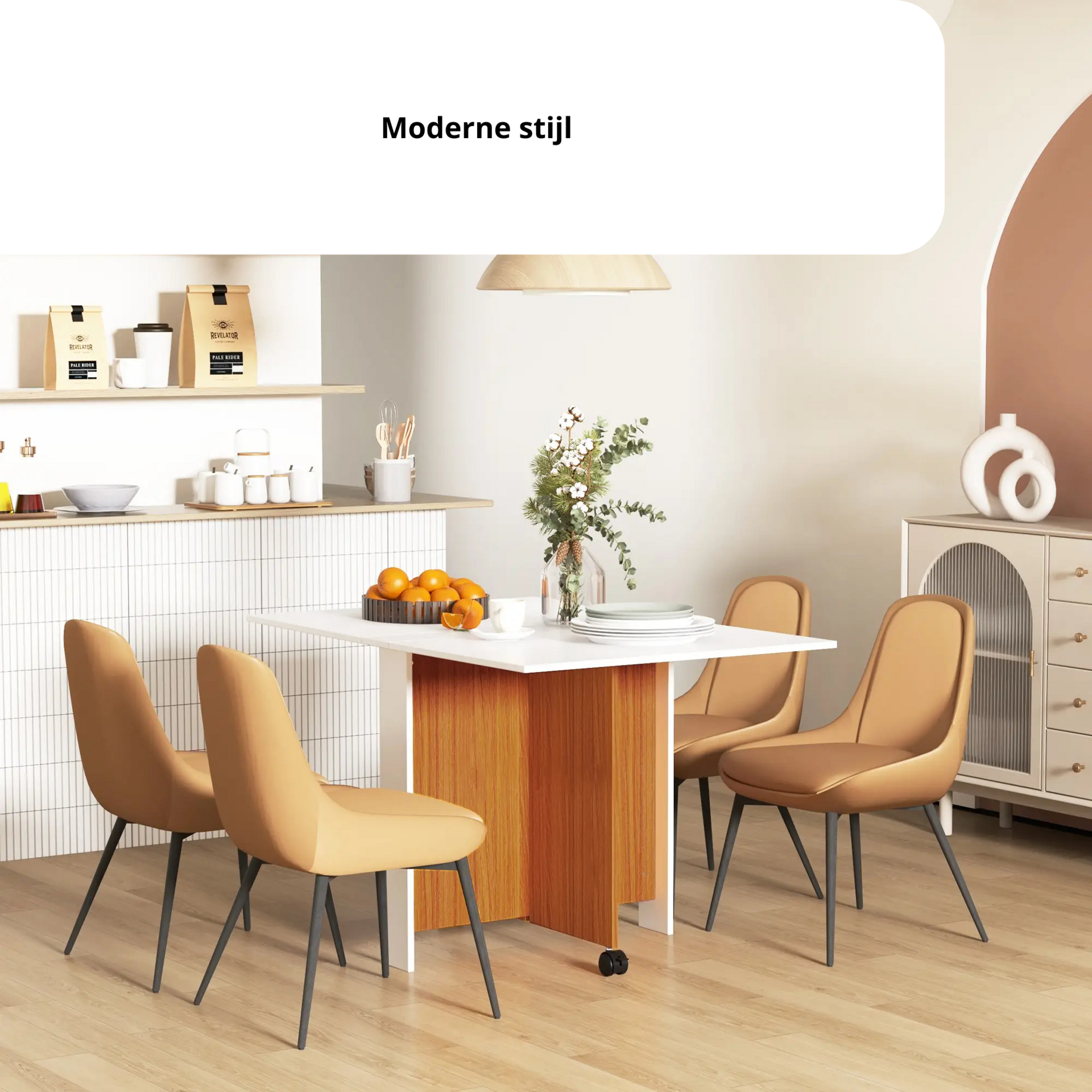 Opvouwbare eetkamertafel teak wit – klapbaar en verrijdbaar voor flexibel gebruik