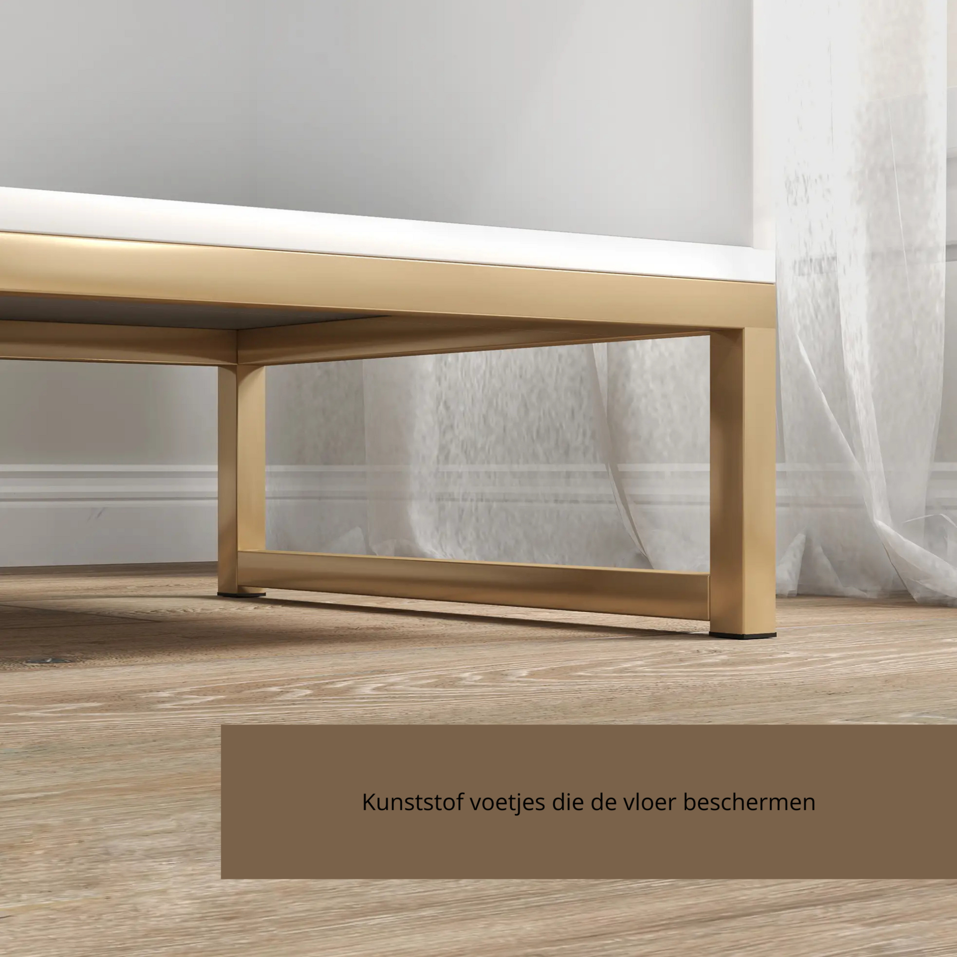 Wit nachtkastje met lade – modern ontwerp met goudkleurige poten