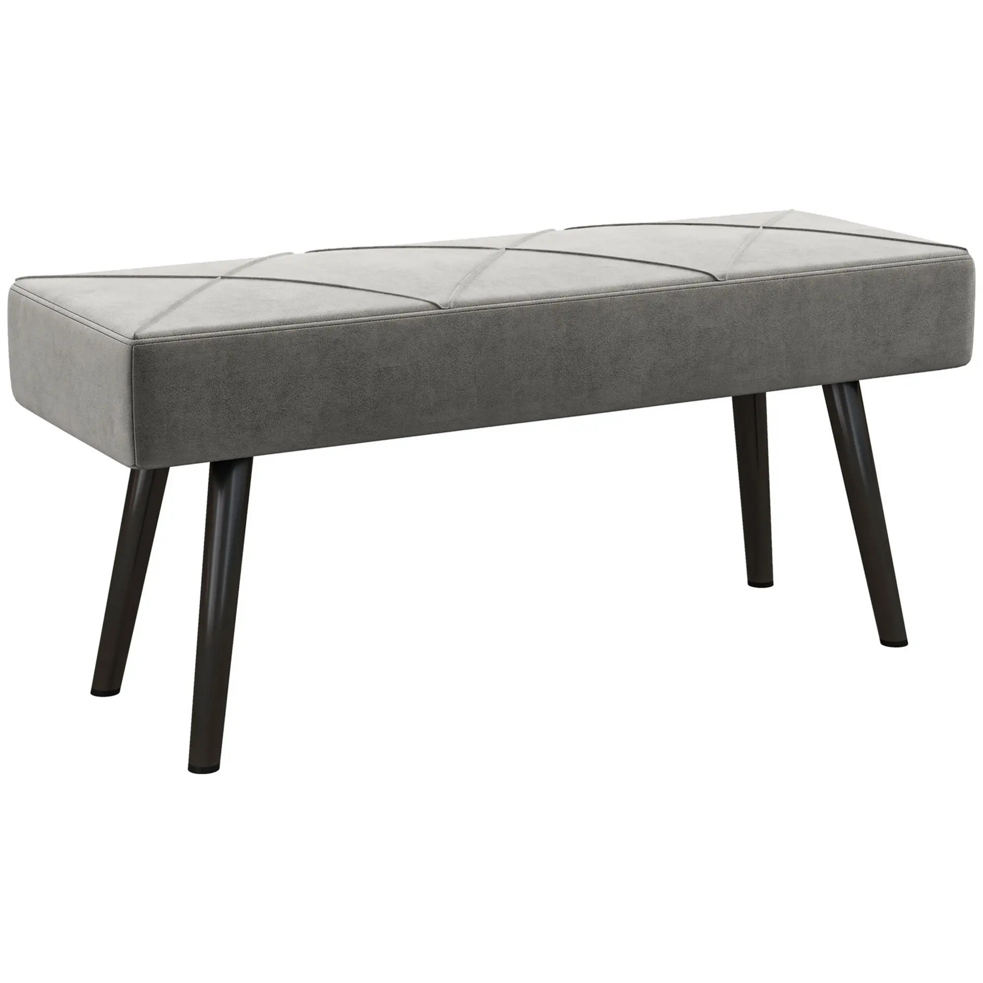 Gestoffeerde grijze hocker – 100x36x45 cm als compact bedbankje of extra zitplaats