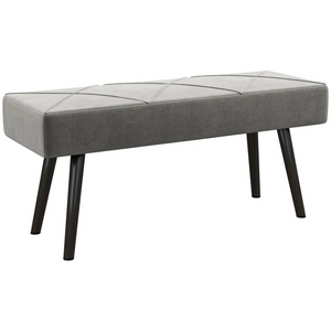 Gestoffeerde grijze hocker – 100x36x45 cm als compact bedbankje of extra zitplaats met stevige zwarte poten