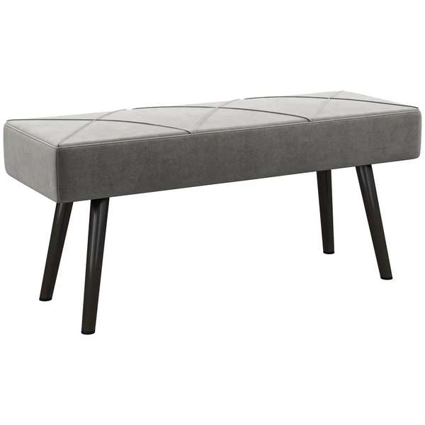 Gestoffeerde grijze hocker – 100x36x45 cm als compact bedbankje of extra zitplaats