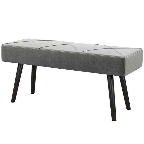 Gestoffeerde grijze hocker – 100x36x45 cm als compact bedbankje of extra zitplaats
