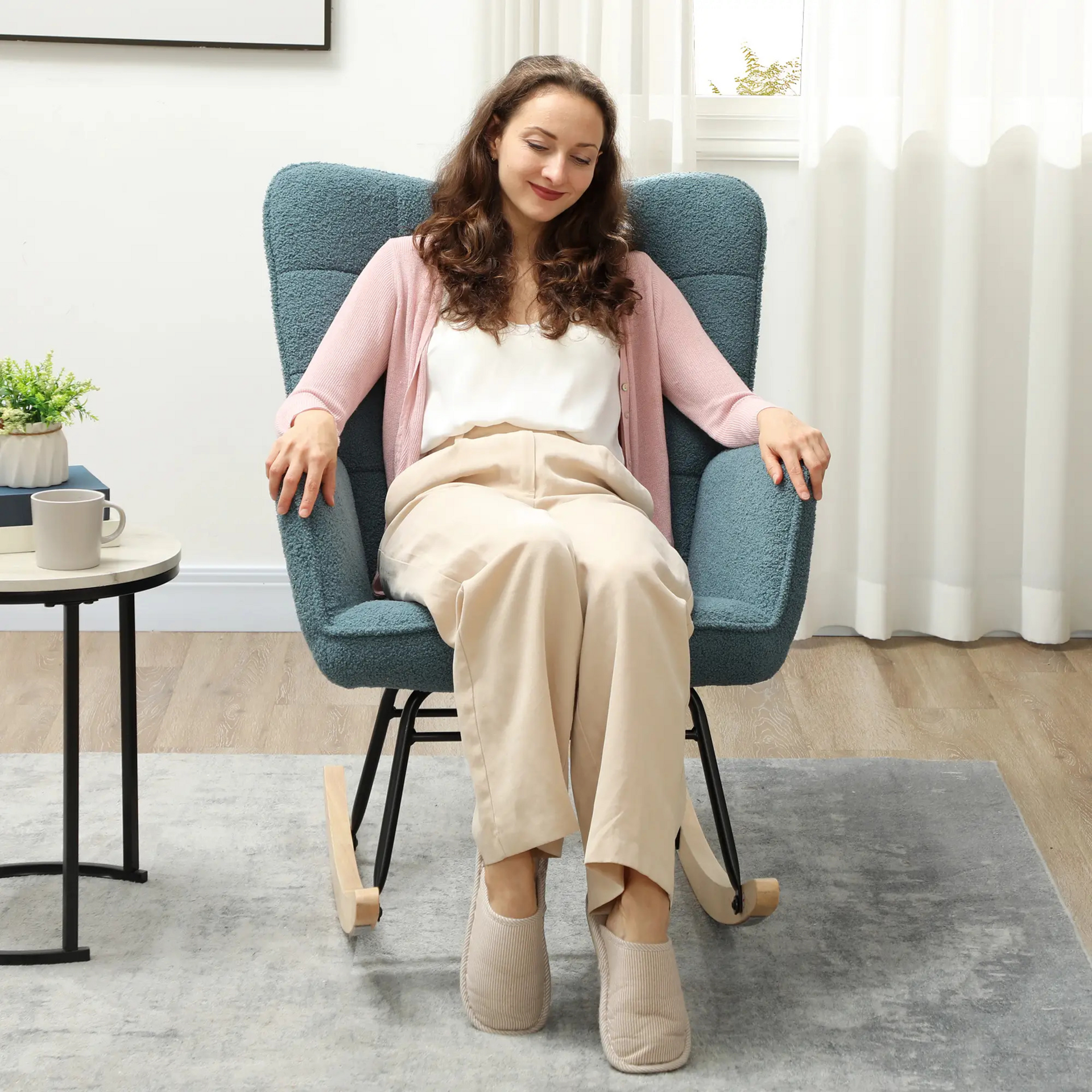 Blauwe relax-schommelstoel – comfortabele fauteuil voor elk moment