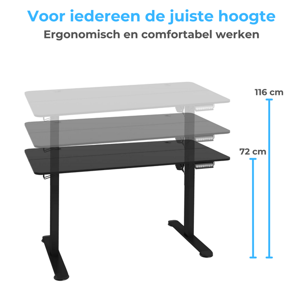Elektrisch verstelbaar zit-sta bureau 140x70 cm zwart voor flexibel en ergonomisch werken
