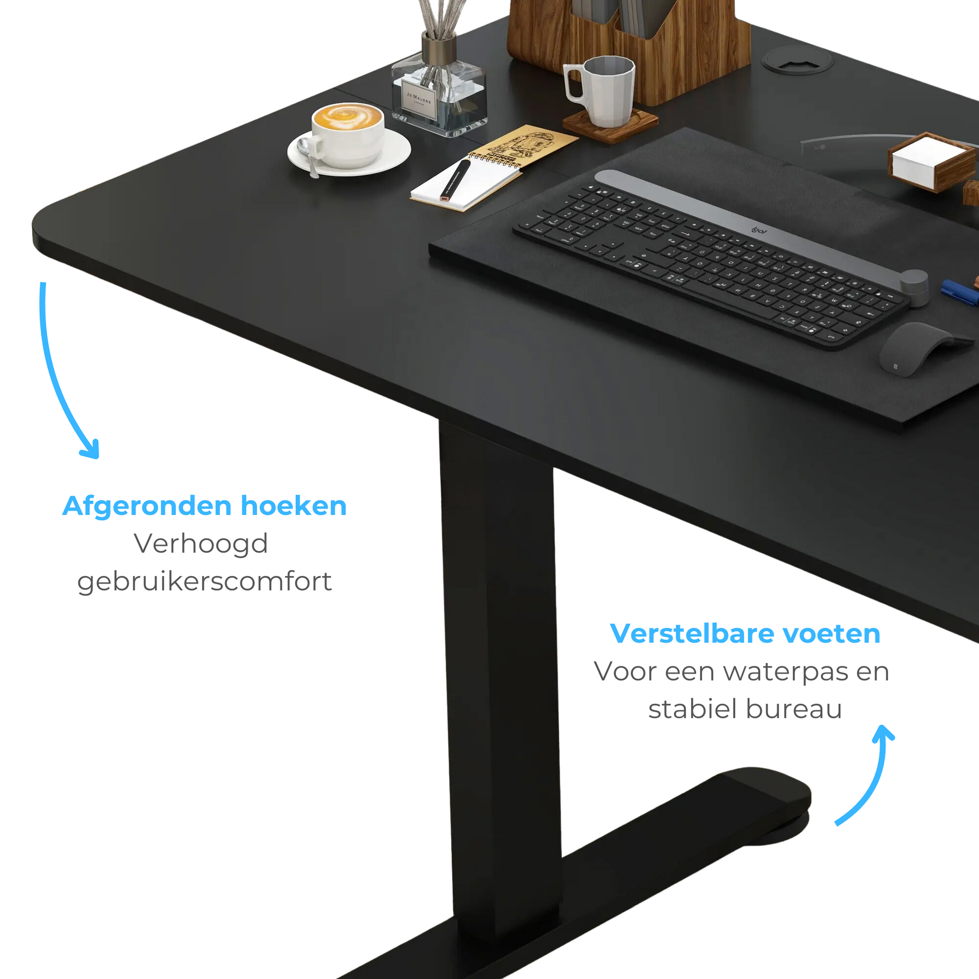 Elektrisch verstelbaar zit-sta bureau 140x70 cm zwart voor flexibel en ergonomisch werken