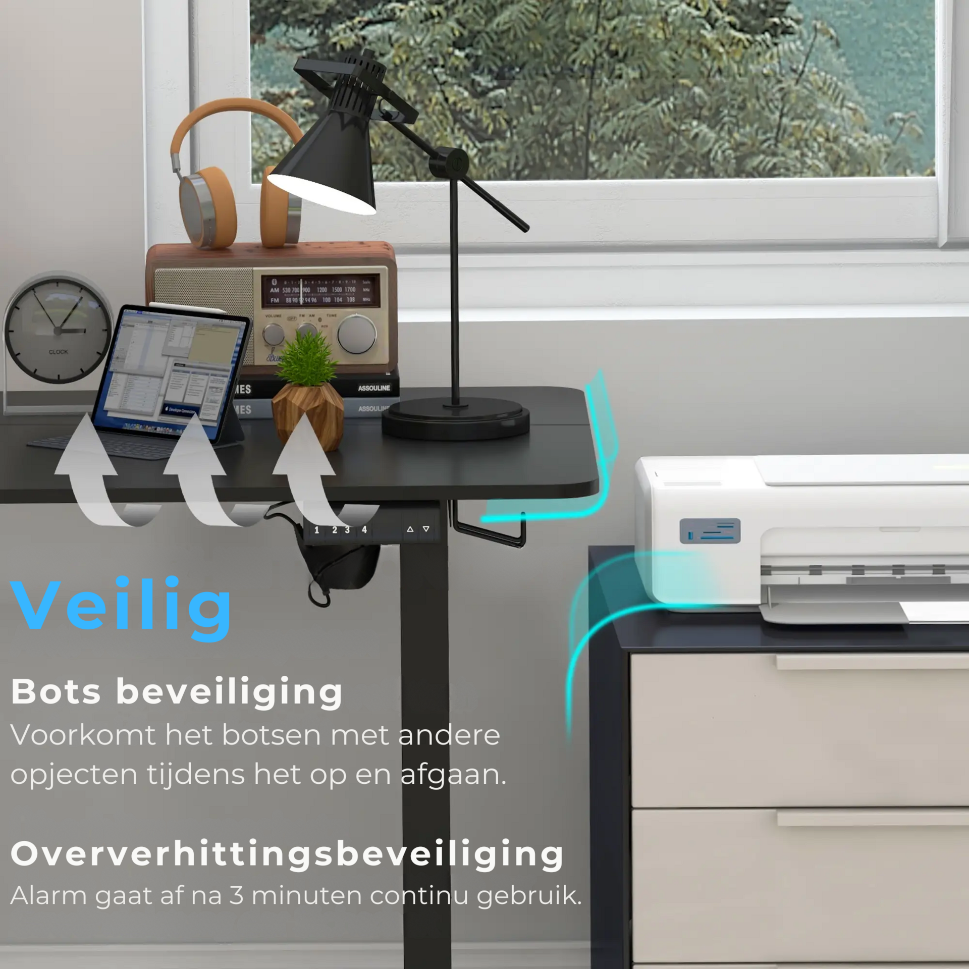 Elektrisch verstelbaar zit-sta bureau 140x70 cm zwart voor flexibel en ergonomisch werken