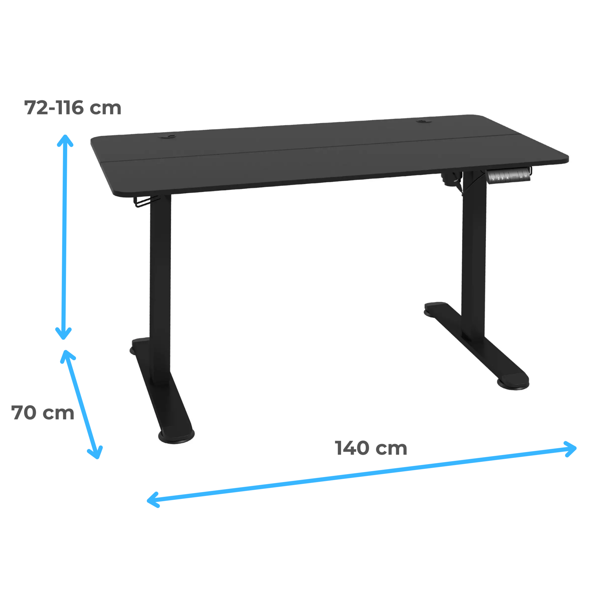 Elektrisch verstelbaar zit-sta bureau 140x70 cm zwart voor flexibel en ergonomisch werken