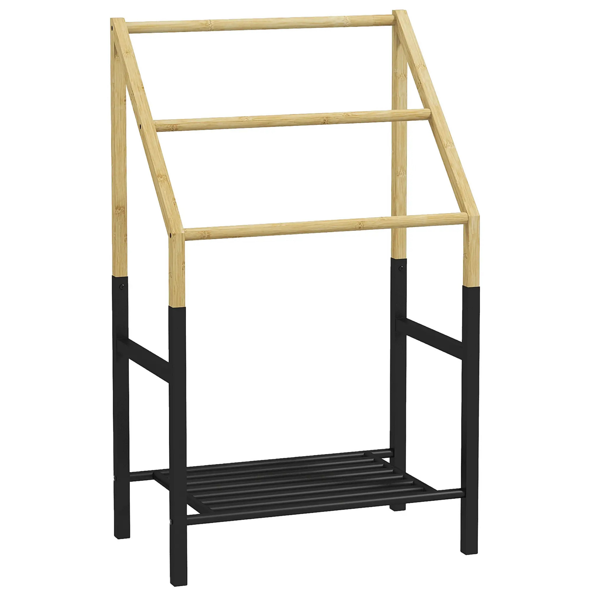 Badkamer handdoekenrek van hout – 51x31x86 cm met 3 niveaus
