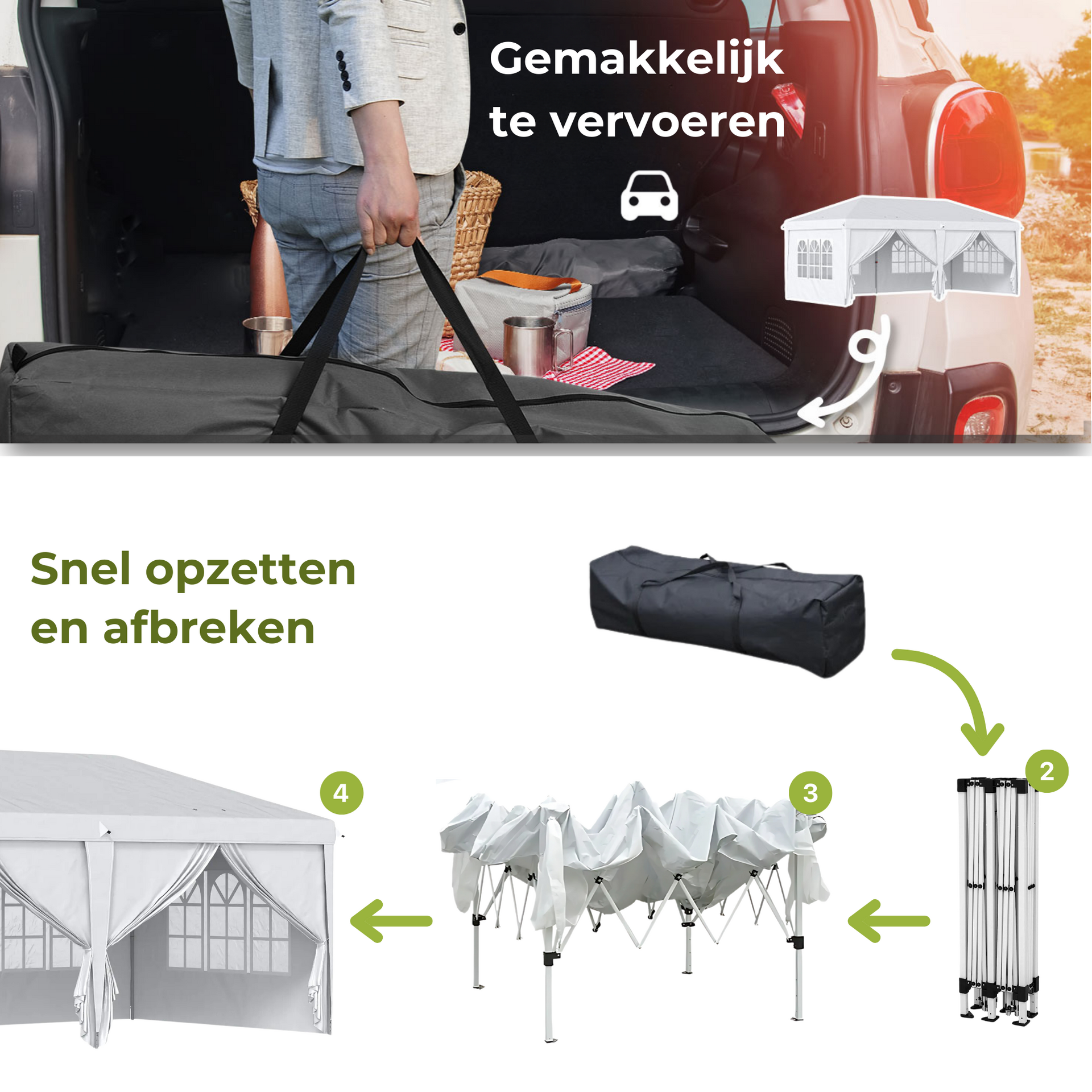 Witte easy up partytent 6x3 m – ruim tuinpaviljoen met zijwanden