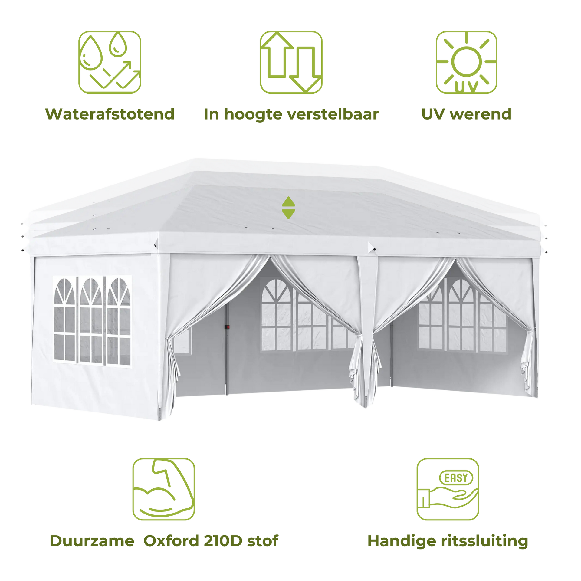 Witte easy up partytent 6x3 m – ruim tuinpaviljoen met zijwanden