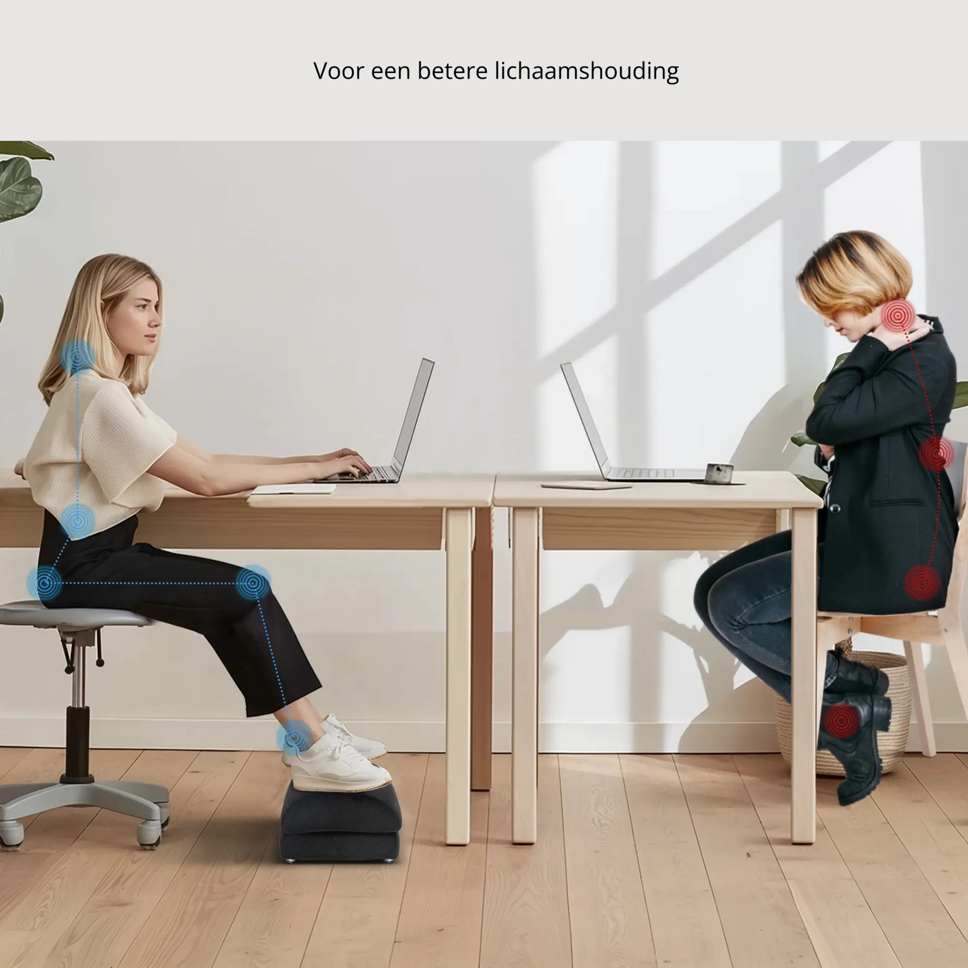 Ergonomische voetensteun zwart – comfortabele steun voor onder je bureau