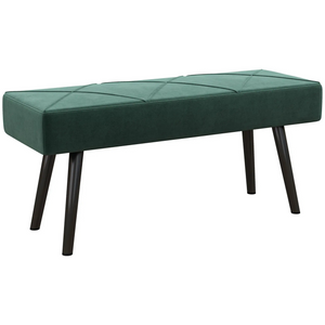 Groene hocker met opbergruimte – 100x36x45 cm als zitbank of bedbank met fluweelachtige stof en slanke zwarte poten