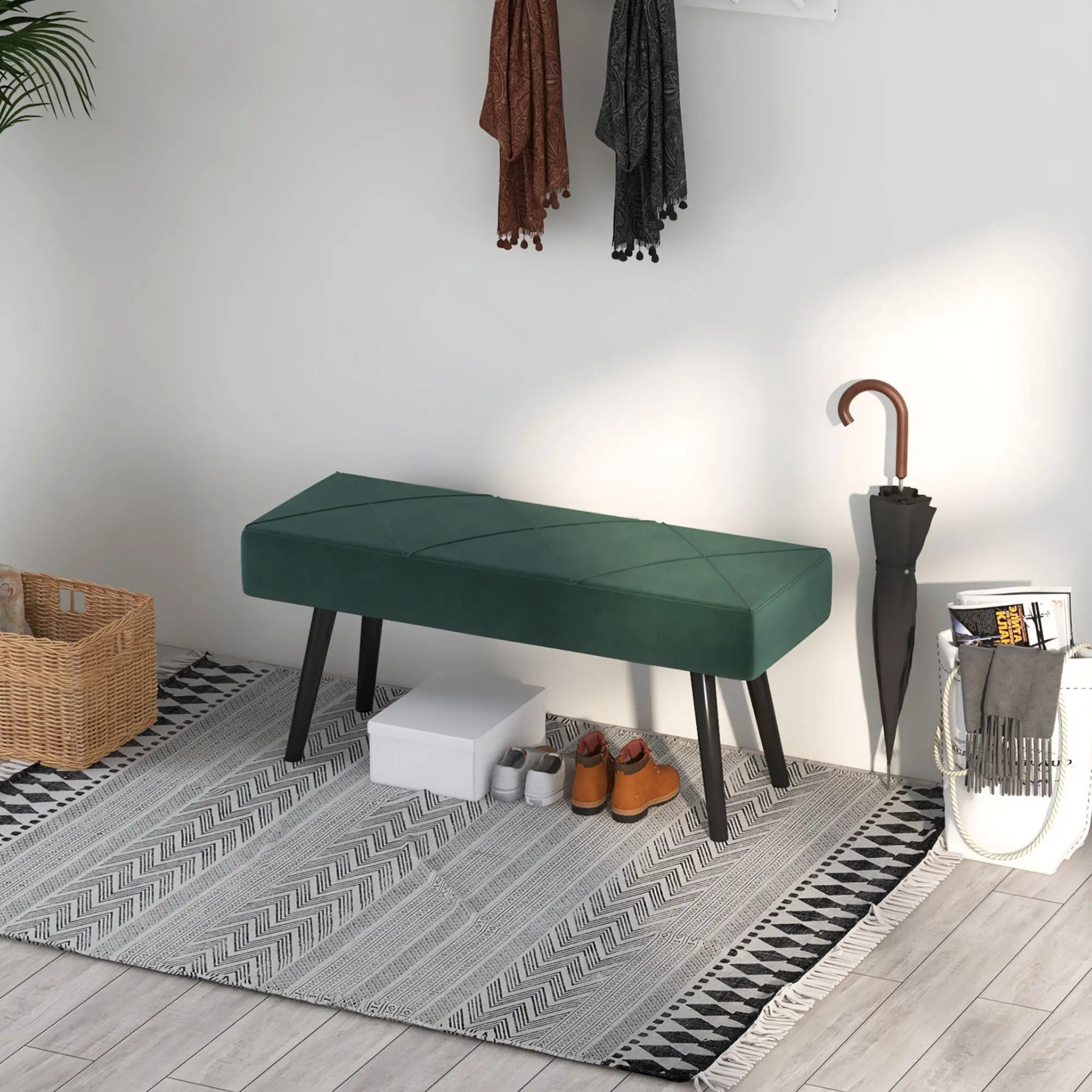 Groene hocker met opbergruimte – 100x36x45 cm als zitbank of bedbank