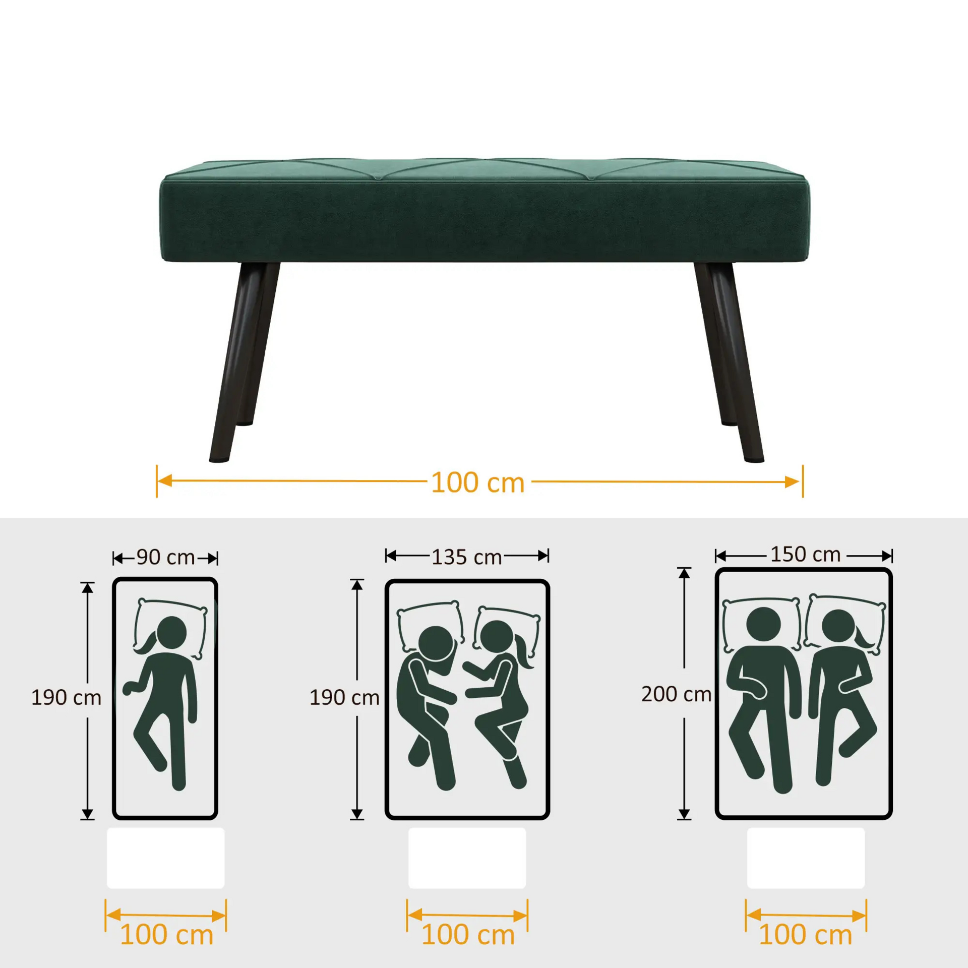 Groene hocker met opbergruimte – 100x36x45 cm als zitbank of bedbank